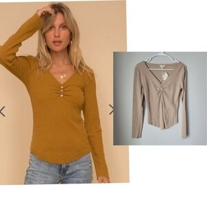 Anthropologie Hem & Thread Raw Edge Rib Top